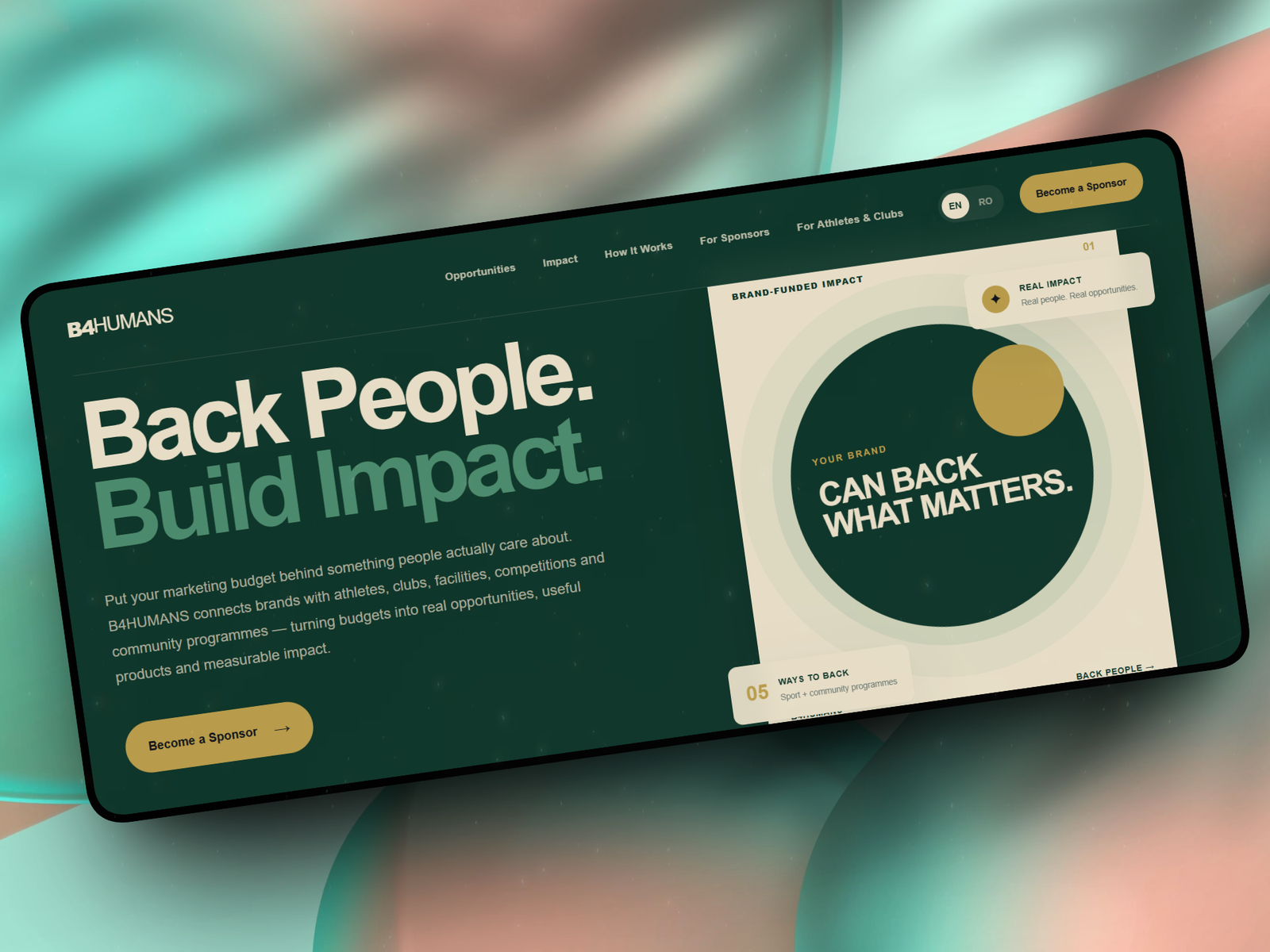 B4HUMANS website designed by Webbing Studios