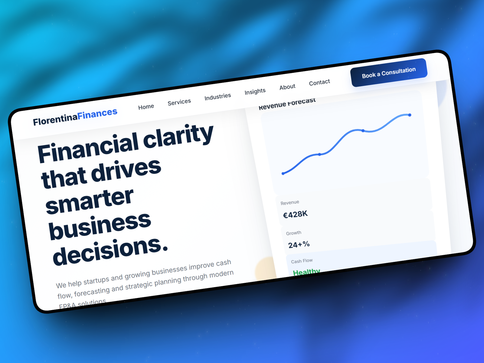 Florentina Finances website designed by Webbing Studios
